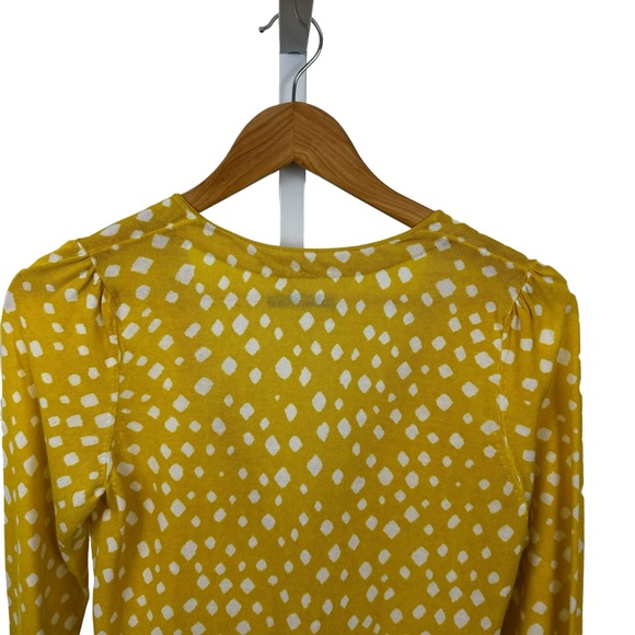 * Leifsdottir Anthropologie Cardigan Yellow Ruffle Detail Preppy Dot Y2K - Picture 12 of 13